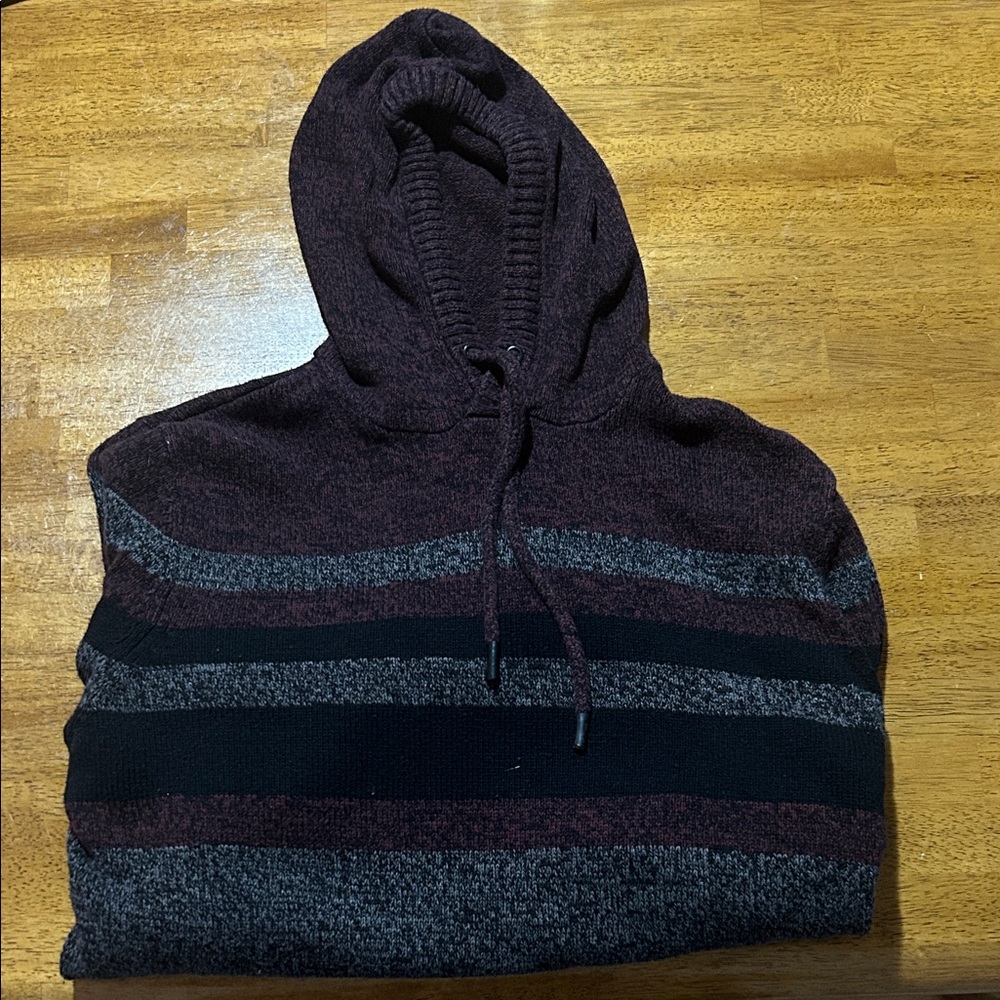 Men's Hoodie Sweater - Maroon and Gray